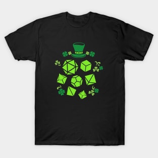 Green Polyhedral Dice Set of St Patrick T-Shirt